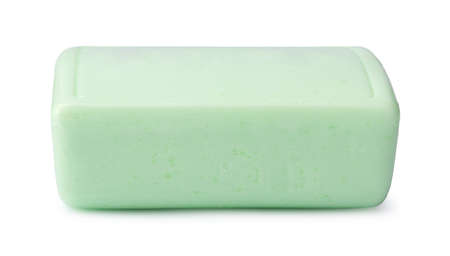 Single soap bar isolated on white background