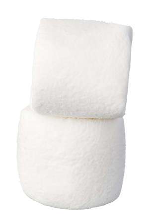 Heap of delicious marshmallows isolated on white backgroundの写真素材