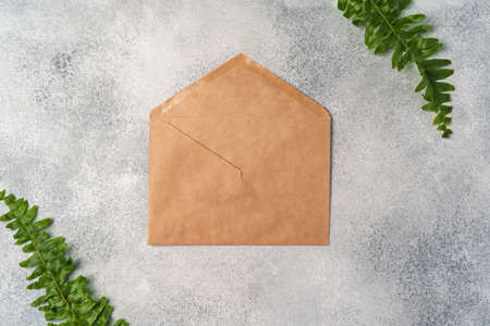 envelope and blank paper card with copy space mock up.