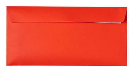 Blank red envelope isolated on white backgroundの写真素材