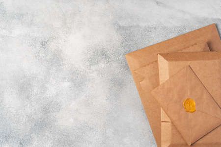 Close up shot of stack of padded mailing envelopesの写真素材