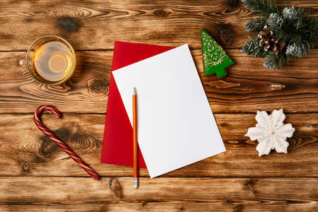 Christmas mock up for greeting card or letter to Santa.の写真素材