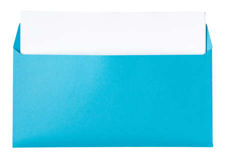 blue envelope isolated on white backgroundの写真素材