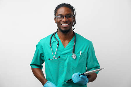 Male african american professional young doctor portraitの写真素材