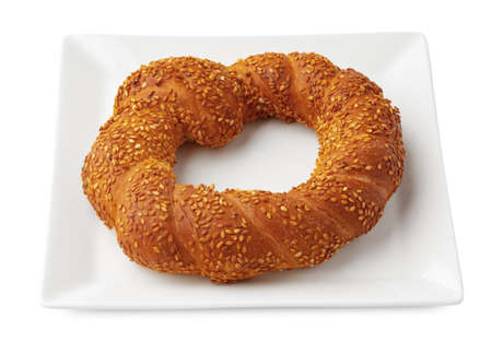 Sweet bagel isolated over white background, close up