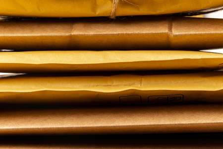Close up shot of stack of padded mailing envelopes