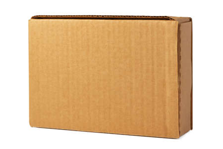 Brown cardboard box isolated on white background