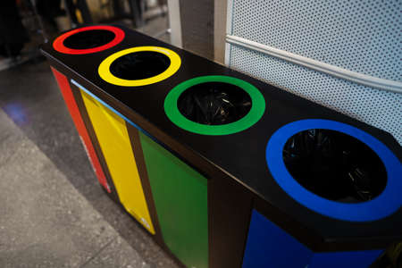 Trash containers for recycle in a shopping center