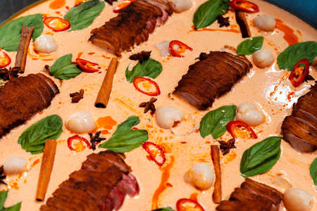 Asian street fast food in hot panの写真素材