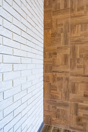 Modern loft style office interior with wooden wall