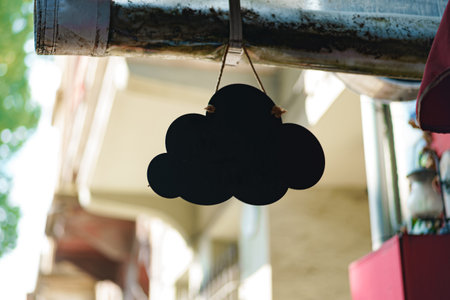 Cafe blank signboard on the street mock upの写真素材