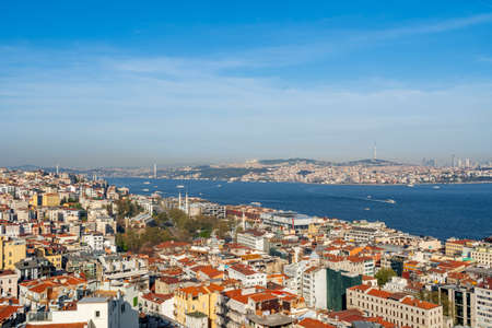 Aerial view of Istanbul historical district on sunny dayの写真素材