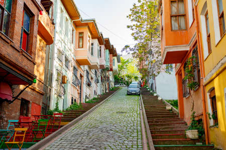 Street view in Balat district in Istanbulの写真素材