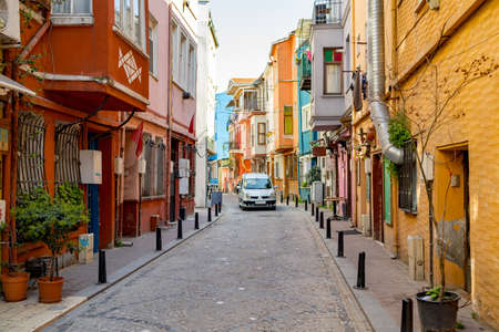 Street view in Balat district in Istanbulの写真素材