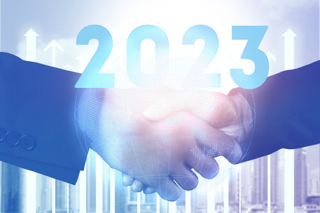 New year 2023 concept. Professional achievements in the new year and successの写真素材