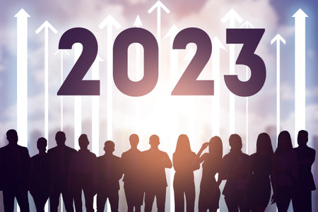 New year 2023 concept. Professional achievements in the new year and successの写真素材