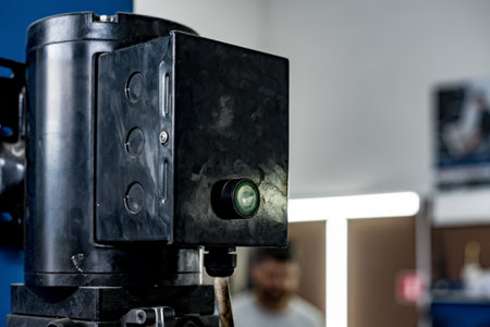 The electric lift for cars in the car repair serviceの写真素材