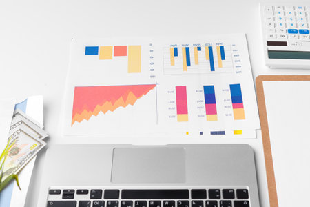 Showing business and financial report. Accounting, money close upの写真素材
