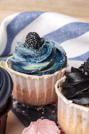 colorful cupcakes with different Tastes. Small beautifull cakesの写真素材