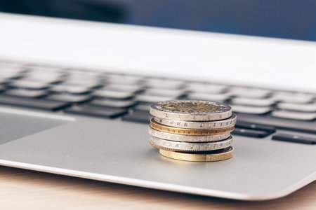 Financial concept, close up view of money on business backgroundの写真素材