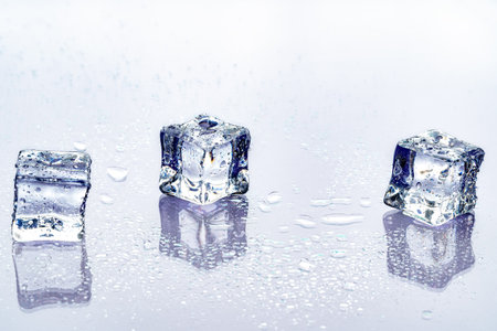 ice cubes on blue background