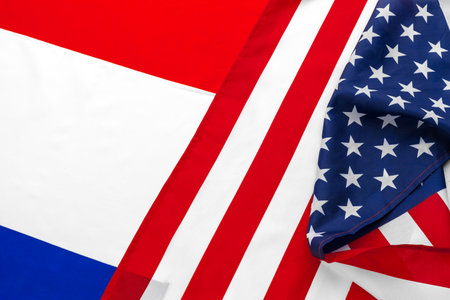 United States of America flag and France flag