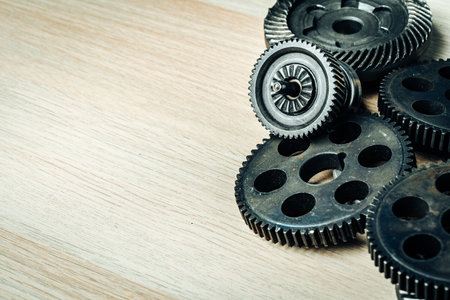 Gears from an old industrial machineの写真素材