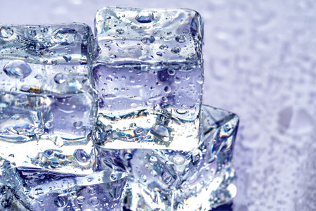 ice cubes on blue backgroundの写真素材