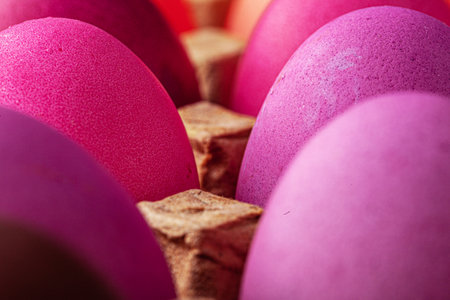 Close up photo of painted eggs ready for Easter