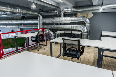 Large empty modern open space office interior