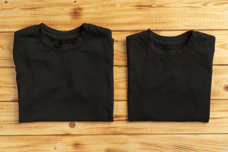 Black color plain t-shirt with copy spaceの写真素材