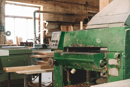 Wood working CNC machine at carpentry workshopの写真素材
