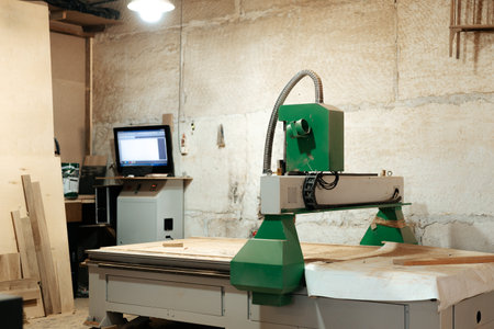 Wood working CNC machine at carpentry workshop