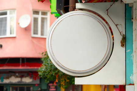 Photo blank signboard on the street with copy spaceの写真素材