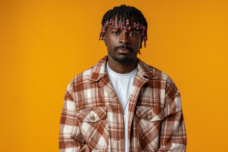 Young african man wearing casual clothes standing on yellow background