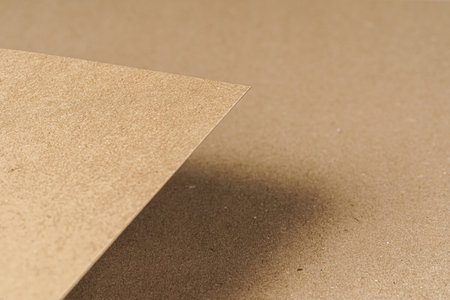 Brown recycled carton paper sheets close upの写真素材