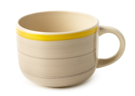 Colored ceramic mug isolated on white background.の写真素材