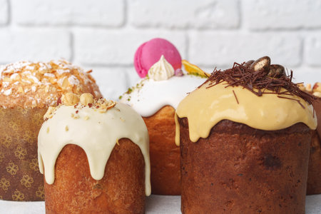 Easter cakes with different decor for background