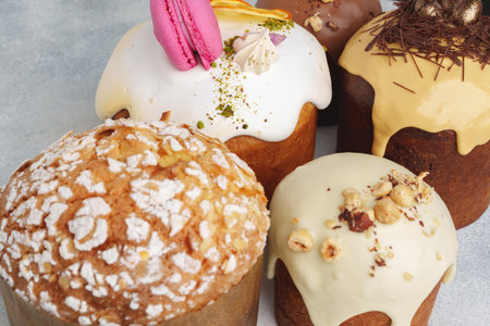 Easter cakes with different decor for background