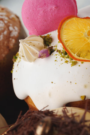Easter cakes with different decor for background