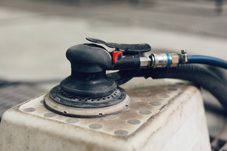 Polishing tool for car body repair and detailing workshopの写真素材