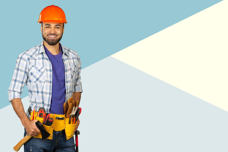 handsome happy workman