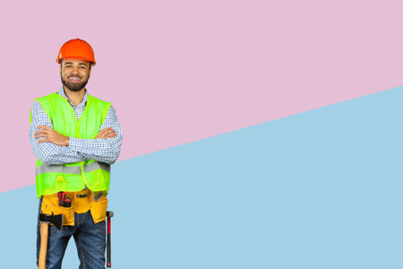 handsome happy workmanの写真素材