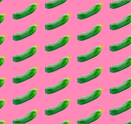 Creative pattern of fresh cucumbersの写真素材