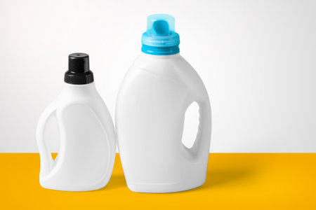 Cleaning products on tableの写真素材