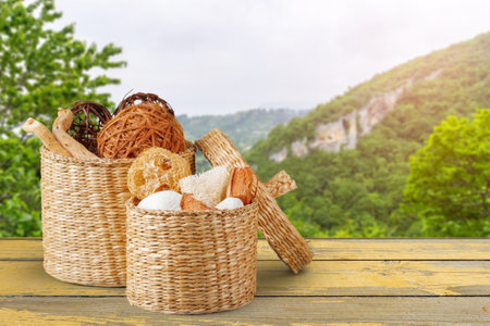 Basket with spicy dry plants