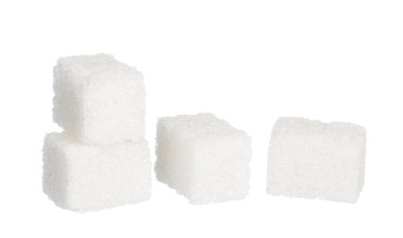 Cubes of sugar isolated on white backgroundの写真素材