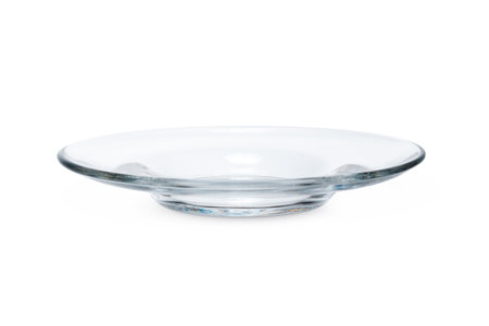 Empty ceramic saucer isolated on white side viewの写真素材