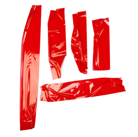 Red duct repair tape isolated on white backgroundの写真素材