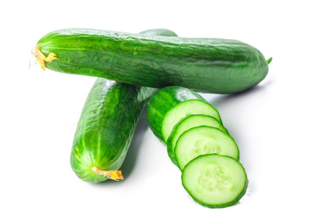 Cucumber isolated on white backgroundの写真素材